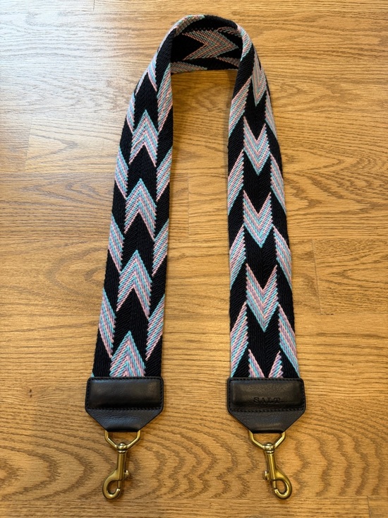 Handbags - Salt Black Chevron Guitar-Style Strap with Pink, Blue & Purple Accent